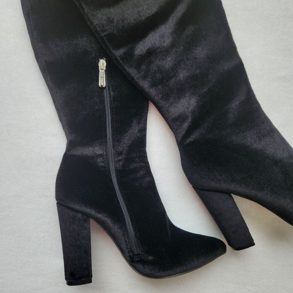 Cape Robbin Thigh High Tall Rhinestone Sparkly Velvet Boots Sexy Clubwear 7M - Picture 3 of 11